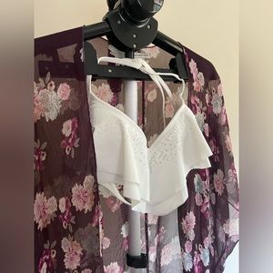 American Eagle burgundy sheer floral cover up XS/S